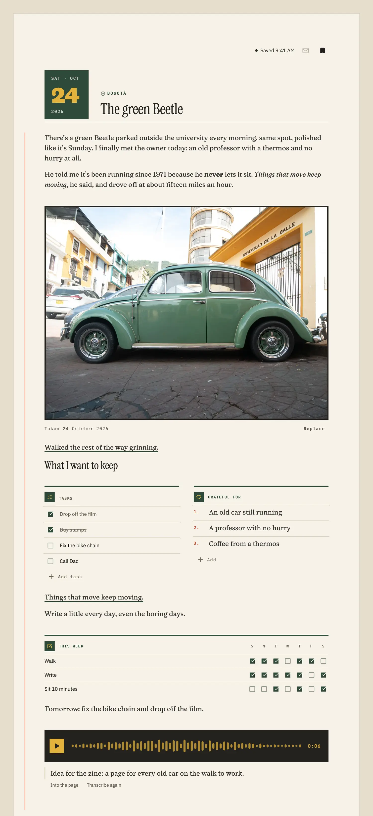 A page in Retro, drawn by the Haumm app