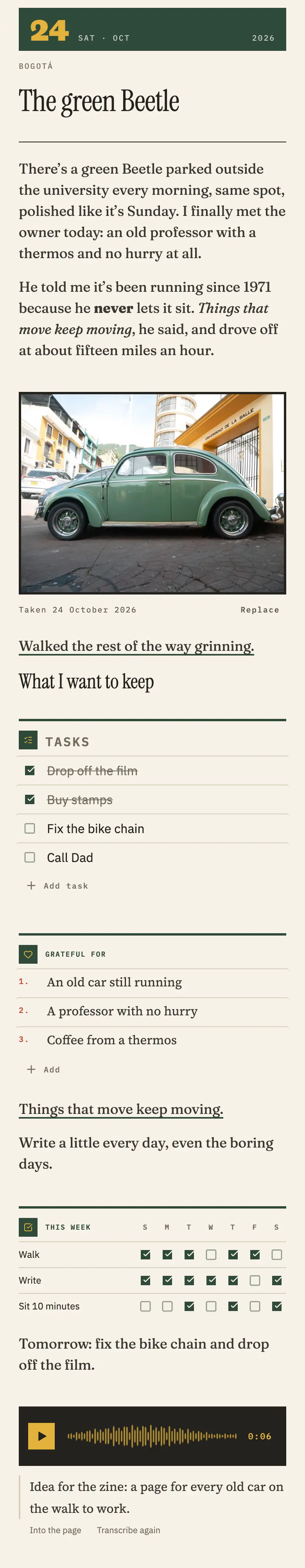 A page in Retro, drawn by the Haumm app